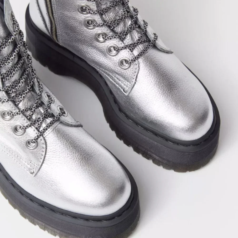 DR. MARTENS JADON MAX PLATFORM METALLIC BOOTS MSRP $280 SOFT & RICH Leather - Picture 14 of 16
